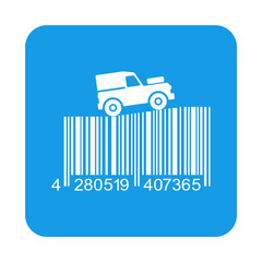 Fototapeta premium Icono plano codigo de barras Land Rover en cuadrado azul