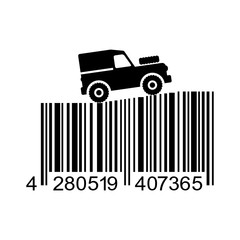 Icono plano codigo de barras Land Rover negro en fondo blanco