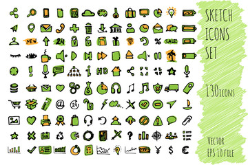 Hand draw doodle business icon set. collection of business icons, sketched elements