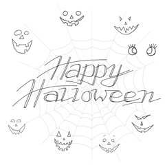 Hand Drawn Halloween Set. Lettering. Happy Halloween.