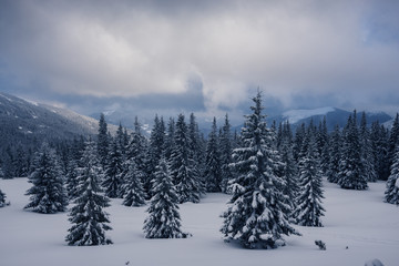 Fototapeta na wymiar Amazing mountain landscape before a snow storm