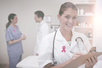 Composite image of breast cancer awareness ribbon