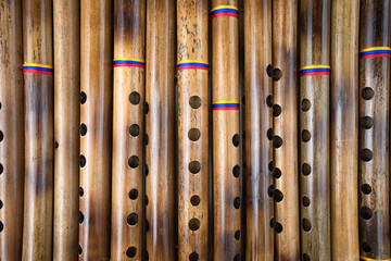 Andean flutes closeup in Ecuador © Barna Tanko