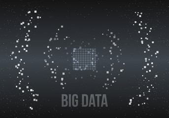 Big Data Algorithms. Analysis of Information Minimalistic Infographics Design. Science, Technology Background. Vector Illustration