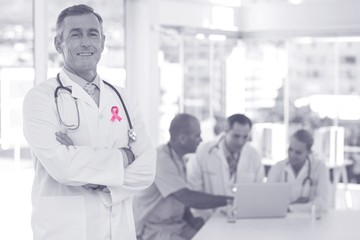 Composite image of breast cancer awareness ribbon