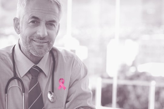 Composite image of breast cancer awareness ribbon