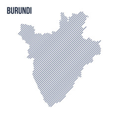 Fototapeta premium Vector abstract hatched map of Burundi with oblique lines isolated on a white background.