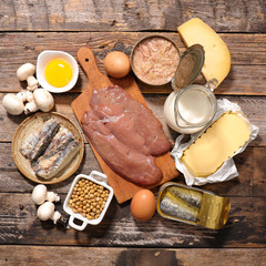 selection of food high in vitamin D
