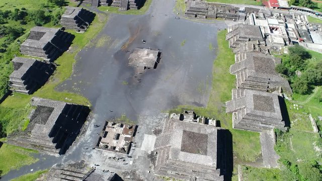 Aerial view of ancient city of Teotihuacan, Valley of Mexico from above, Central America, 4k UHD