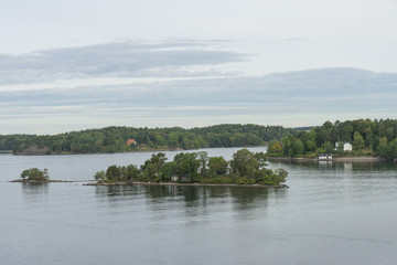Scandinavian landscape with islands,view from sea