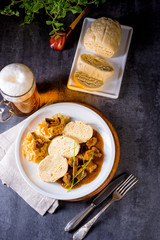 Original Czech dumpling with goulash