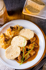 Original Czech dumpling with goulash