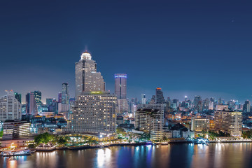 Bangkok modern city skyline at night.