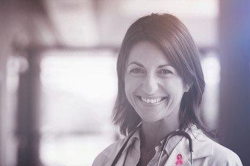 Composite image of breast cancer awareness ribbon