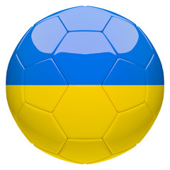 Fototapeta premium Soccer football with Ukraine flag 3d rendering