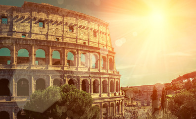 Fototapeta na wymiar One of the most popular travel place in world - Roman Coliseum.