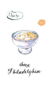 Watercolor cream cheese Philadelphia