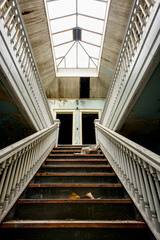 Grand Staircase & Landing with Doors & Skylight - Abandoned Apartments