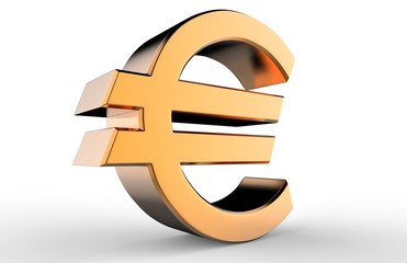 Obraz premium 3d Sign and symbol of euro on white isolated background. 3d render illustration.