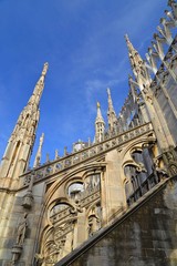 Fototapeta na wymiar The roof of the Milan Cathedral (Duomo di Milano) in Milan, Italy.