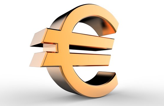 3d Sign and symbol of euro on white isolated background. 3d render illustration.