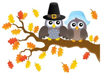 Thanksgiving owls thematic image 1