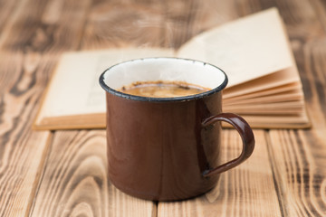 Fresh coffee and a book