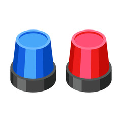 car blue and red flasher light sign isolated. Vector illustration