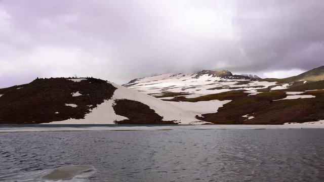 High mountain lake Kari, Aragats, Armenia timelapse video