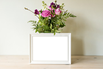 White frame mockup with vase