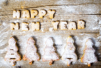 Happy new year note written with cookies
