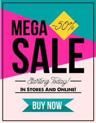 Mega Sale leaflet template vector