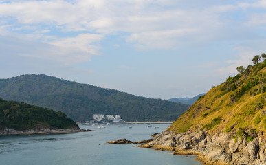 Fototapeta premium Phromthep cape viewpoint with sunset sky in Phuket, Thailand