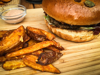 home made burgers & wedges 