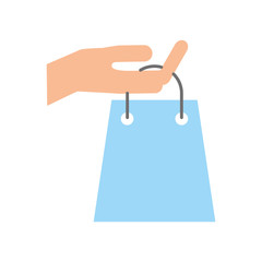 hand holding paper bag gift shopping concept vector illustration