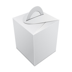 Blank Kraft Paper Gift box mockup. Vector White Container with handle. Gift Box template, Cardboard Package