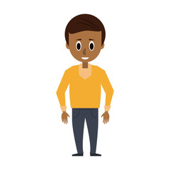 man with dark skin young adult wearing yellow sweater icon image vector illustration design 