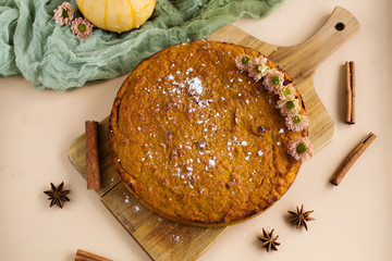 Vegetable pumpkin cake (close-up)
