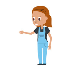 young woman wearing overall  icon image vector illustration design 