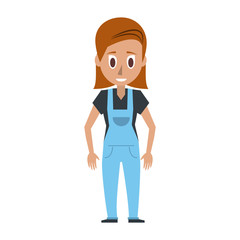 young woman wearing overall  icon image vector illustration design 