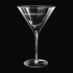 A big glass for wine, drinks - realistic - isolated, on black background - art creative vector illustration.
