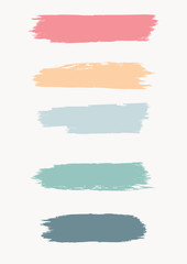 Set - watercolor brush strokes in grunge style - pastel shades on white background - isolated - art creative modern abstract vector