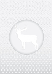 Deer white-in a round frame - on a background of abstract light decorative - art creative modern illustration, vector.