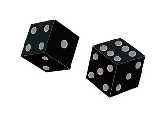 Dice - cubes - black - isolated over a white background - art creative illustration vector