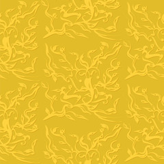 Pattern of a branch with abstract leaves - bright yellow - art creative modern illustration vector