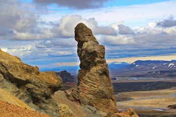 Fototapeta na wymiar A rock in Landmanalaggur,Iceland