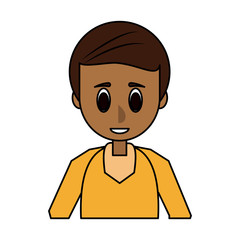 man with dark skin young adult wearing yellow sweater icon image vector illustration design 