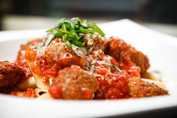 Meatball penne pasta