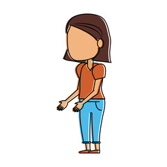 woman avatar with jeans and shirt icon image vector illustration design 