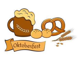 Oktoberfest beer festival. Illustration for feast. Vector